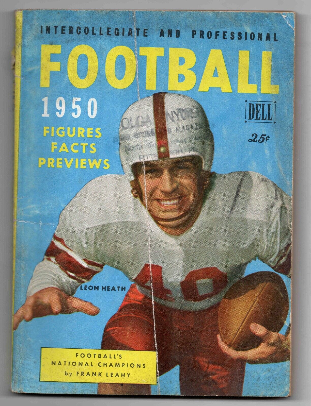 VINTAGE 1950 Dell Intercollegiate & Pro Football Magazine Leon Heath