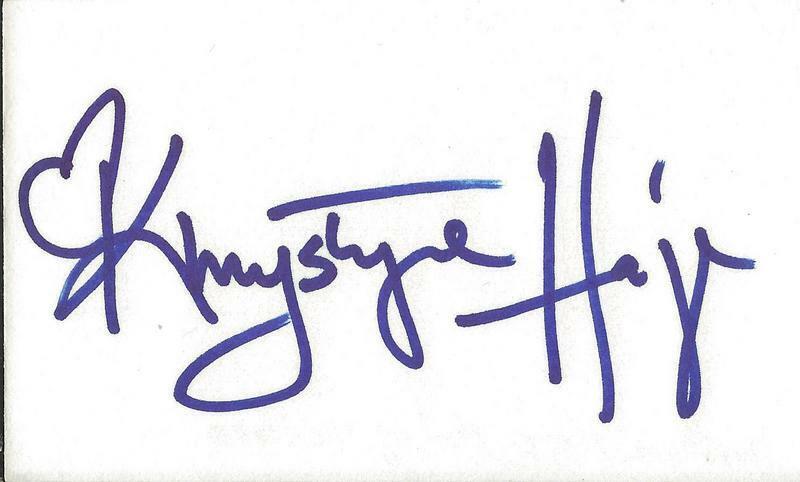 Khrystyne Haje Signed 3x5 Index Card Head of the Class Simone