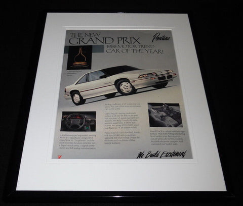 1988 Pontiac Grand Prix Car of Year Framed 11x14 ORIGINAL Vintage Advertisement