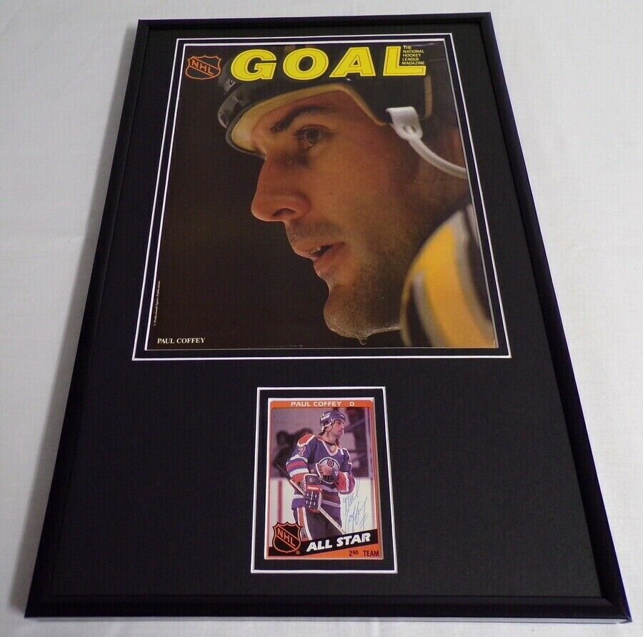 Paul Coffey Signed Framed 1989 Goal Magazine Cover Display Penguins Oilers