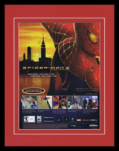 Spiderman 2 2004 PS2 XBox Framed 11x14 ORIGINAL Vintage Advertisement