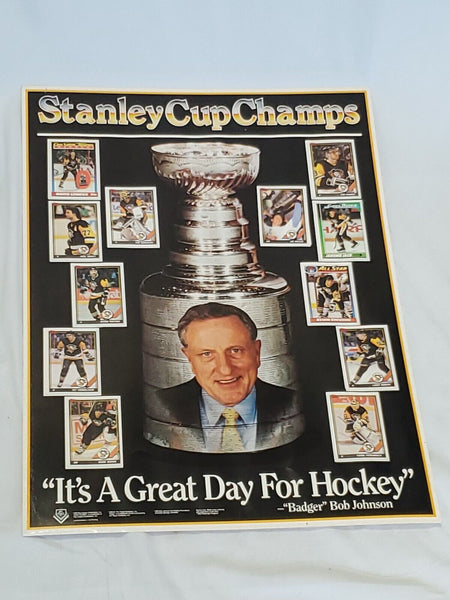 1991 Pittsburgh Penguins Stanley Cup Complete Topps Sticker Poster Bob Johnson