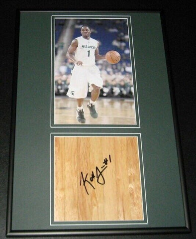 Kalin Lucas Signed Framed Floorboard & Photo Display Michigan State