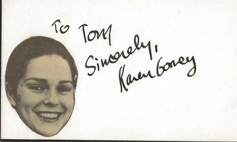 Karen Gorey Signed Vintage 3x5 Index Card JSA 