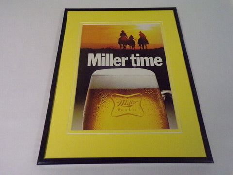 1980 Miller Beer Miller Time Framed 11x14 ORIGINAL Vintage Advertisement