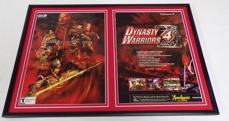 Dynasty Warriors 4 PS2 2003 Framed 12x18 ORIGINAL Advertising Display 