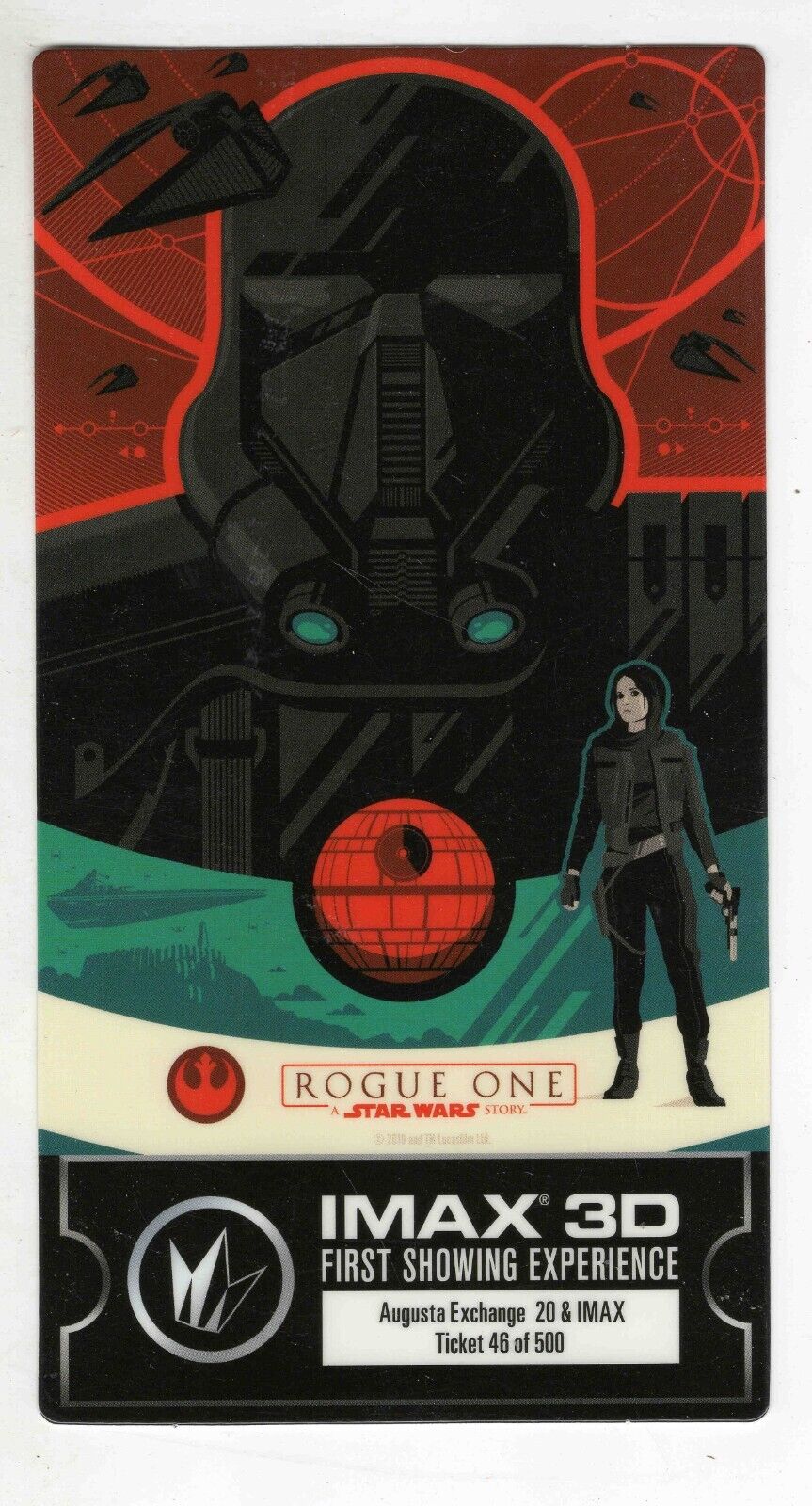 2016 Imax Star Wars Rogue One Commemorative Ticket Death Trooper