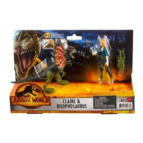 NEW SEALED 2022 Jurassic World Dominion Claire & Dilophosaurus Figure Set