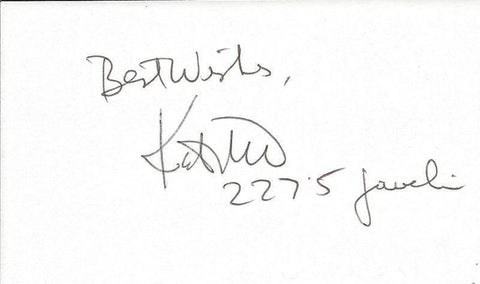 Kate The Great Schmidt Signed 3x5 Index Card