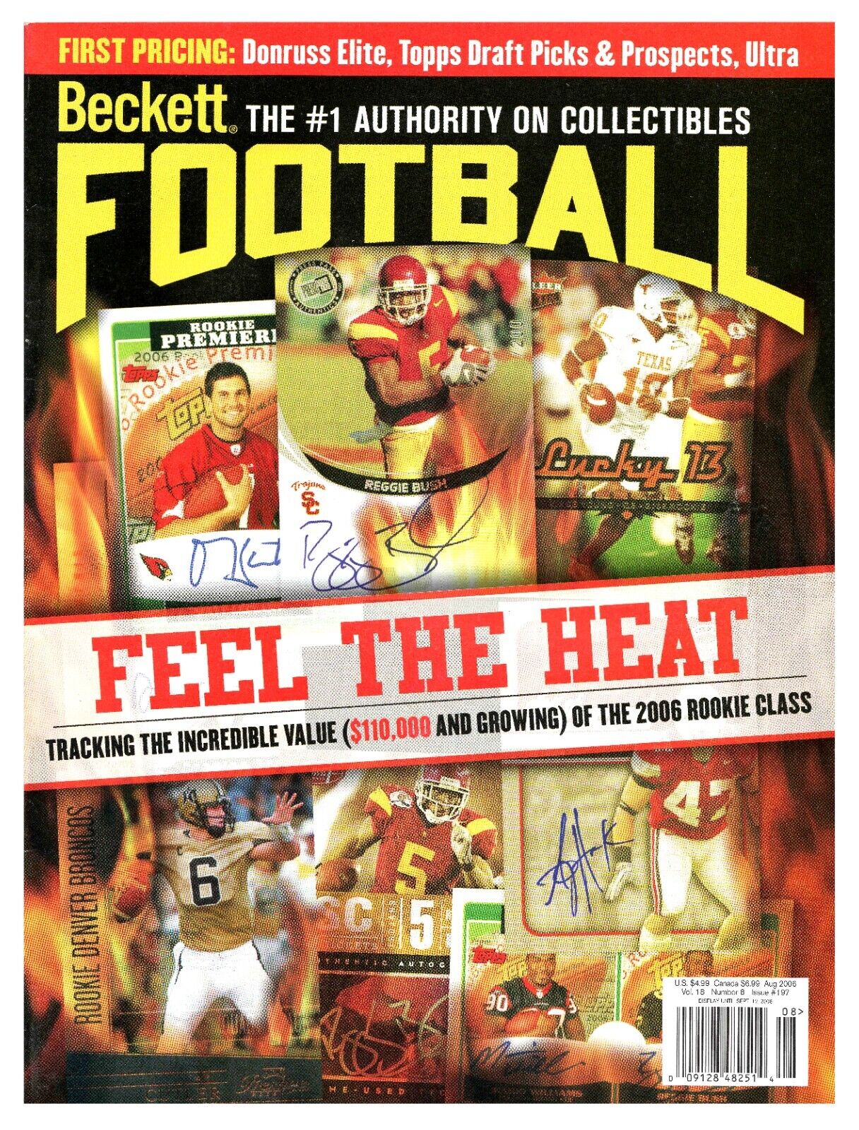 VINTAGE Aug 2006 Beckett Football Magazine Reggie Bush Matt Leinart Vince Young