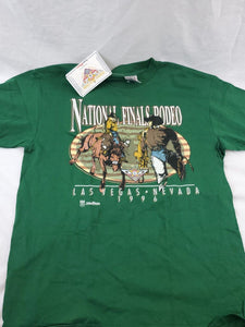 VINTAGE NWT 1996 National Finals Rodeo Las Vegas NV Green T-Shirt LARGE