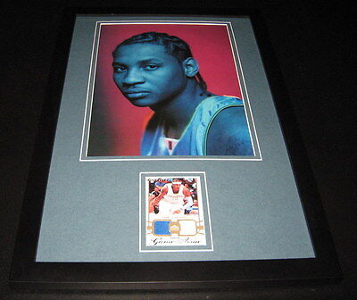 Carmelo Anthony Framed 12x18 Game Used Memorabilia & Photo Display UDA Knicks