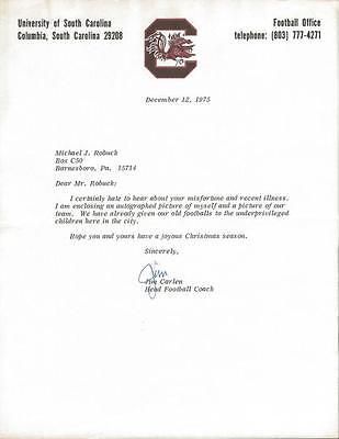 Coach Jim Carlen Signed 1975 Typed Letter South Carolina