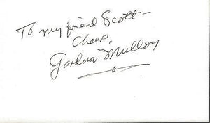 Gardnar Mulloy Signed 3x5 Index Card F