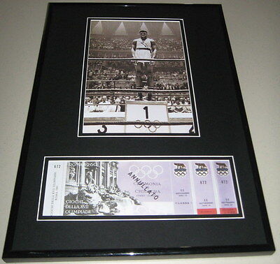 Muhammad Ali Cassius Clay 1960 Olympic Framed Repro Ticket & Photo Display 