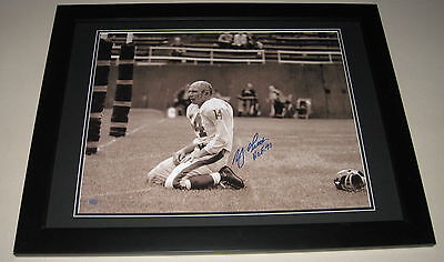 YA Tittle BLOODY Signed Framed 16x20 Photo Giants SOP