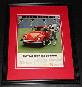 Lee Roy Jordan 1975 Volkswagen Beetle Framed ORIGINAL Advertisement Photo Cowboy