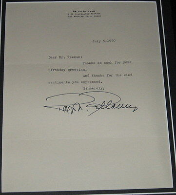 Ralph Bellamy Signed Framed 1980 Letter & Photo Display 16x20 Rosemary's Baby