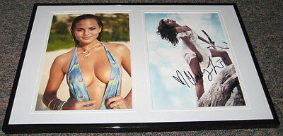 Chrissy Teigen Signed Framed 12x18 Bikini Photo Set AW 