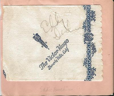 Eddy Duchin Signed Victor Hugo Napkin Mounted on Vintage Album Page