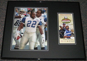 Emmitt Smith Signed Framed 16x20 Photo Display JSA Dallas Cowboys 