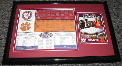 2008 Alabama vs Clemson College Kickoff Framed Lineup Card & Photo Display