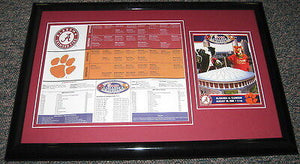 2008 Alabama vs Clemson College Kickoff Framed Lineup Card & Photo Display