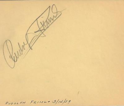 Rudolf Friml Composer D. 1972 Signed 1939 Album Page JSA COA