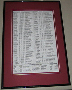 2008 Iron Bowl Auburn vs. Alabama Rosters Framed 12x18 Photo Poster Display