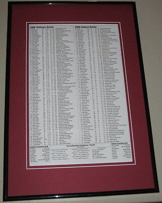 2008 Iron Bowl Auburn vs. Alabama Rosters Framed 12x18 Photo Poster Display