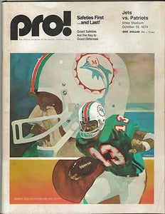 Pro Magazine New York Jets vs New England Patriots 10 13 1974 Dick Anderson