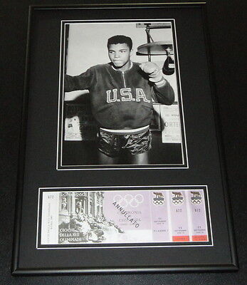 Muhammad Ali Cassius Clay 1960 Olympics Framed Repro Ticket & Photo Display 