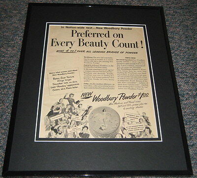 1948 Woodbury Powder Original 11x14 Framed Advertisement 