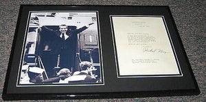 Richard Nixon Facsimile Signed Framed Letter & Peace Photo Display 1970