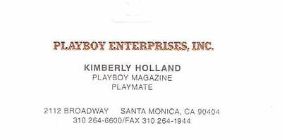 Kimberly Holland Signed Playboy Business Card