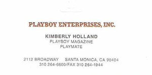 Kimberly Holland Signed Playboy Business Card