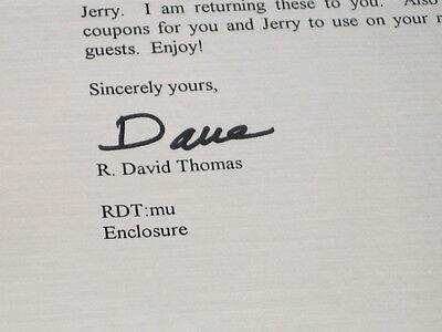 Dave Thomas Wendy's Founder Signed Framed Letter &  Photo Display 1997