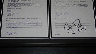 Jim Parker & Lenny Moore Dual Signed Framed 18x24 Letter & Photo Display Colts