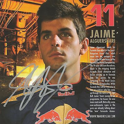 Jaime Alguersuari Signed Red Bull Promo Photo Card