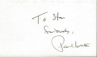 Paul Weston Signed 3x5 Index Card 