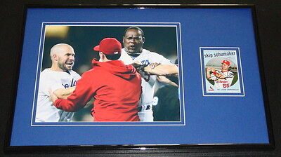 Skip Schumacher Signed Framed 11x17 Photo Display JSA FIGHT Dodgers vs DBacks