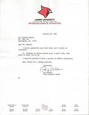 Coach Ray Alborn Signed 1986 Typed Letter Lamar Rice