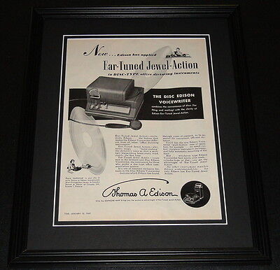 1949 Thomas Edison Ediphone ORIGINAL Framed Advertisement 11x14