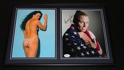 Amanda Beard Signed Framed 12x18 Photo Set JSA