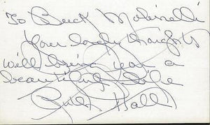 Ruth Hall Signed 3x5 Index Card Three Musketeers