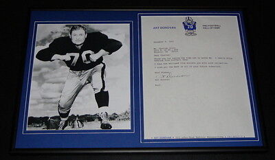 Art Donovan Signed Framed 12x18 Letter & Photo Display Colts