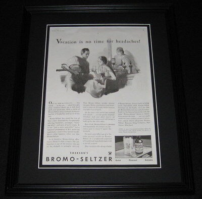 1934 Emerson's Bromo Seltzer ORIGINAL Framed Advertisement 11x14