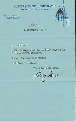 Coach Gerry Faust Signed 1983 Typed Letter Notre Dame