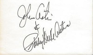 John Astin & Patty Duke Astin Dual Signed 3x5 Index Card Addams Family