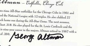 George Altman Signed Program Page Cubs